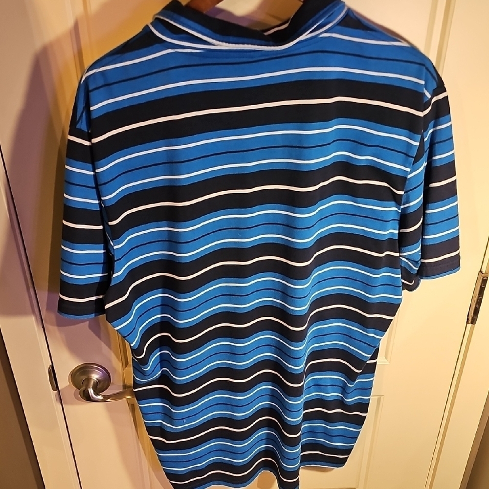 OAKLEY- Men's Blue Striped Polo SIZE XL - Picture 6 of 8